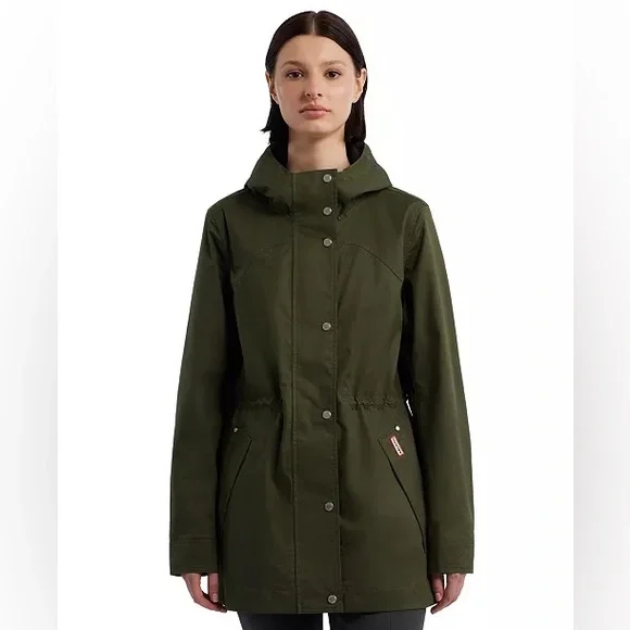 🆕 NWT Hunter Adela cotton canvas rain jacket in hunter green - Picture 4 of 15